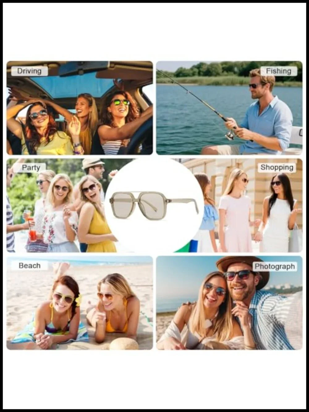 Retro Pilot Square Sunglasses UV400 Protection Double Bridge Rectangle Shade